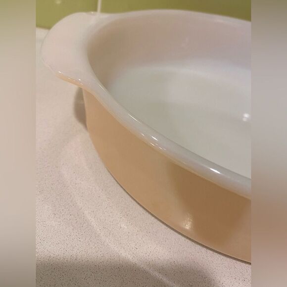 Vintage Fire King Ovenware Casserole Peach Luster - Picture 7 of 9